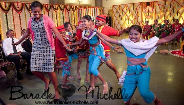 michelle dancing with kids in mumbai